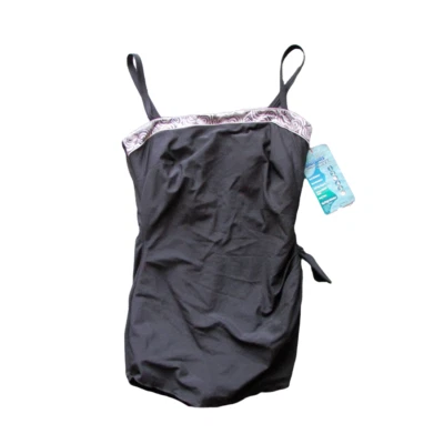 Falda Retro Roxanne Negra Bandeau Sarong 16/38D Una Pieza #1393 FAux Nueva de Lote Antiguo Foto 1 de 4