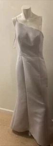 Amsale Grey One Shoulder Gown Size 10 - Picture 1 of 4