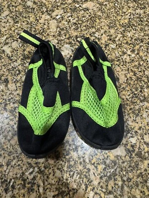 Koala Kids Toddler Boy Black & Neon Green Water Slip-On Shoes Size 4 Beach - Image 1 of 3