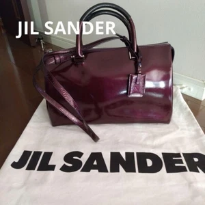 Auth JIL SANDER authentic 2way bag winered enamel zip closure Used from JP IK - Picture 1 of 10
