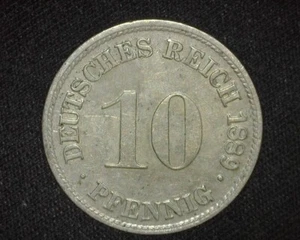 GERMANY 1889-D 10 PFENNIG EMPIRE KM4 EXTREMELY FINE ~W07 - Picture 1 of 2