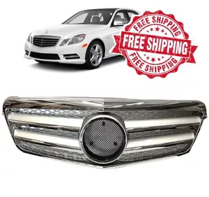 For 10 12 Mercedes Benz W212 E Class E320 E550 E63 Silver Grille Chrome Trim - Picture 1 of 6