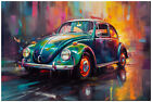 Leinwand-Bild Auto VW Kfer Volkswagen Wandbild Dekoration Bilder Kunstdruck