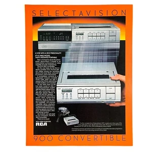 RCA SelectaVision Portable VCR Print Ad 1983 Vintage 80s 8x11” 900 Convertible - Bild 1 von 1