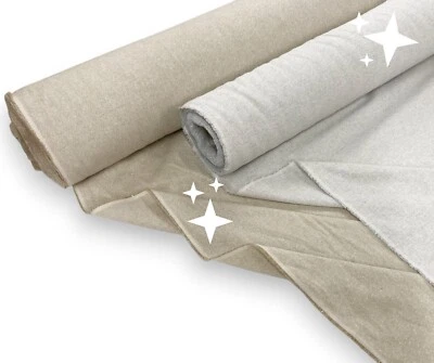 Gold Silver Sparkle Linen Look Fabric Subtle Glitter Craft Home Decor Material - Image 1 of 4