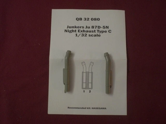 Junkers Ju 87D-5N Night Exhaust Type C  for Hasegawa kit - scala 1/32 Quickboost - Immagine 1 di 1