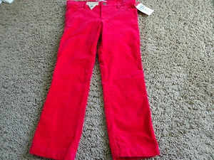OSH KOSH B'GOSH girl's NWT sz 4T red soft velvet like pants w/adjustable waist - Picture 1 of 8