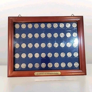 STATE QUARTERS IN SOLID WOOD FRAME 50 QUARTERS - Picture 1 of 8