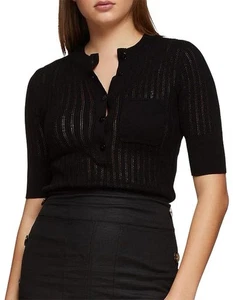OXFORD Size 14 Women’s Lara Rib Knitted Top Black 100% Cotton Jumper RRP $129 - Bild 1 von 13