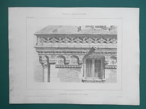 ARCHITECTURE Castle Chateau de Blois Architrave Detail - 1857 Etching Print - Picture 1 of 1