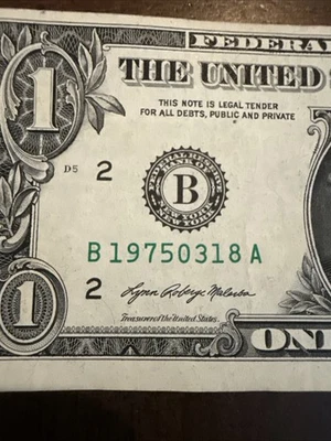 2021 $1 Dollar Bill 🎂 Birthday Anniversary March 18 1975 Fancy B19750318A  - Image 1 of 4