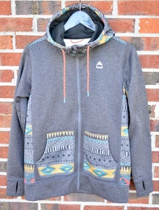 Burton Women's Small Oak Aztec Southwest Gray Hoodie Sweatshirt Full-Zip Fleece - Picture 1 of 5