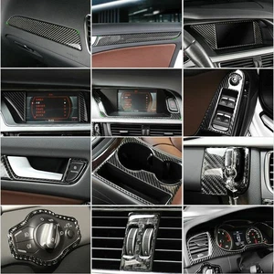 RHD Carbon Fiber Air Outlet / Cup Holder / Door Handle Cover Trim For Audi A4 B8 - Picture 1 of 23