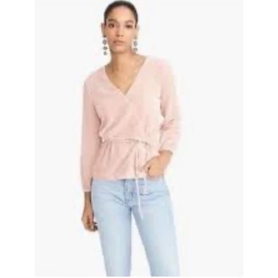 J. Blusa Top Crew Para Mujer Rosa Rubor Cintura Corbata Manga Larga Talla 2 Foto 1 de 4