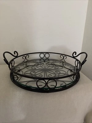 Southern Living Jamestown Wrought Iron Tray with Glass Bottom #40399 - Image 1 of 4