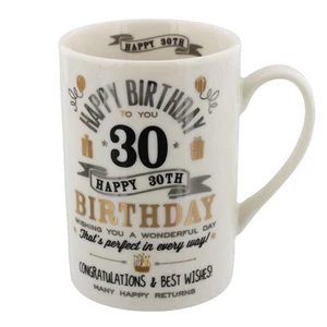 Tasse D'Anniversaire 30 Ans Signographie Noir Et Argent - Picture 1 of 2