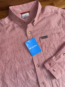 Columbia Shirt Men's Small *Red Rapid Rivers II Long Slv Soft Button Logo NEW - Picture 1 of 6