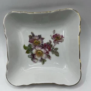 Schumann Arzberg Baviera Alemania Rosa Salvaje Floral Oro Acentos Cuenco Cuadrado - Imagen 1 de 10
