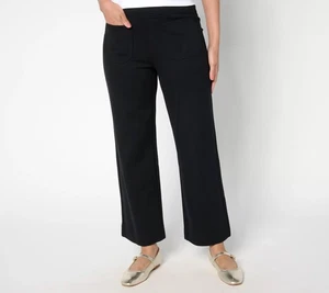Belle by Kim Gravel Regular Ponte Front Patch Pocket Ankle Pants Black 18W New - Picture 1 of 1