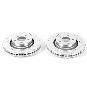 PAIR PowerStop AR85158XR AR85158XL Disc Brake Rotor DRILLED SLOTTED - Imagen 1 de 1