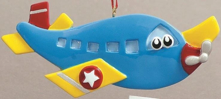 Personalized Airplane Christmas Tree Ornament 2021 Kids Keepsake Holiday Gift