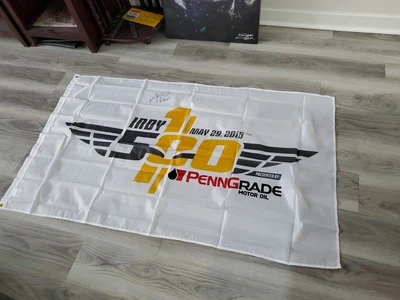 c.2016 Indy 500 100th Running Flag Sign Indianapolis Motor Speedway IMS SIGNED!  - Image 1 of 4