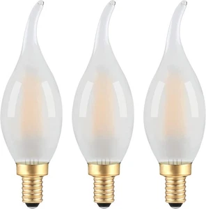Frosted E12 Candelabra Bulb 3pack Dimmable Flame Bulb, 2w 2700k - Picture 1 of 7