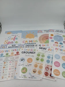 Calming Corner Classroom Decor Set Social Emotional Learning Posters 12 Pc 10x14 - Picture 1 of 9