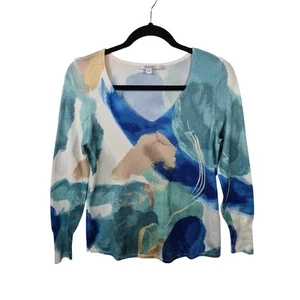 Chicos Pullover Damen S blau Strickpullover weich V-Ausschnitt Langarm Oberteil - Bild 1 von 8