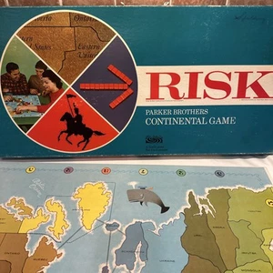 Vintage 1963 Risk Board Game Parker Brothers Wooden Pieces Dice Are Bakelite - Picture 1 of 11