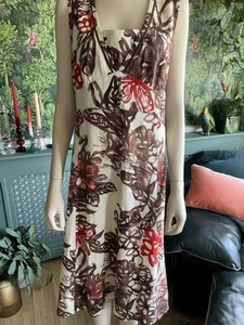 John Rocha At Debenhams ärmelloses Kleid 100 % Leinen Blumenmuster neu mit Etikett Größe 22 - Bild 1 von 11