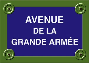  Réplique PLAQUE PARIS AVENUE Grande ARMÉE 20X30CM ALU - Picture 1 of 1
