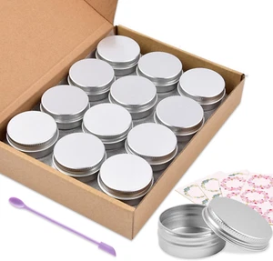 Aluminum Tin Cans, 24PCS 1/2 Oz Metal round Containers Screw Lid Empty Small Sto - Picture 1 of 12