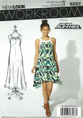 New Look 6207 Tent Dress w Grecian Neckline & Back Ties Sz 6-16 UNCUT Pattern - Image 1 of 4