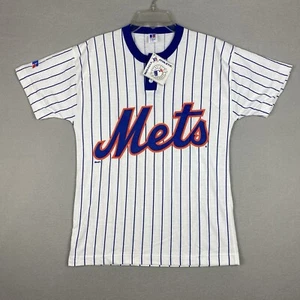 Vintage 2000s New York Mets Russell USA Made T-Shirt XL Pinstripe MLB New - Picture 1 of 9