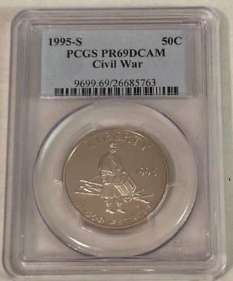 1995-S PR69 Civil War Commemorative Half Dollar PCGS DCAM 50 cents - Image 1 of 2