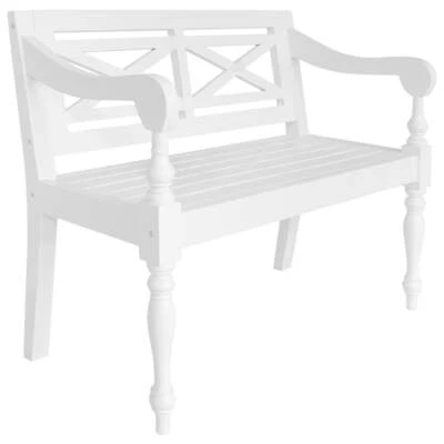 NNEVL Batavia Bench 98 cm Solid Mahogany Wood White - Image 1 of 4