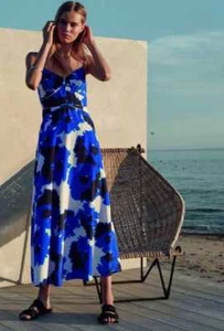 NUOVO MAXI ABITO DONNA REPUBBLICA DELLE BANANE LUNGHEZZA INTERA CON PANNELLI FLOREALI - Foto 1 di 4