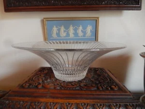 Crystal PEDESTAL Serving Unique BOWL 12.25" x 4.25"  - Geometric Design - Picture 1 of 5