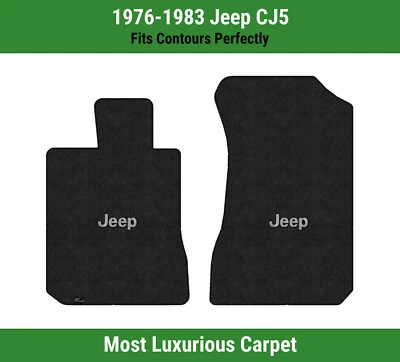 Alfombrillas de primera fila Lloyd Luxe para Jeep CJ5 76-83 con logotipo Jeep plateado sobre negro Foto 1 de 4