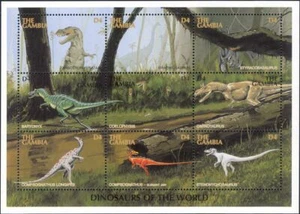 Gambia 1997 Dinosaurios/Animales prehistóricos/Reptiles/Naturaleza 9v sht (s1032y) - Imagen 1 de 1