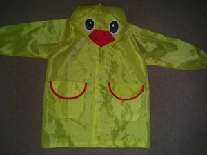 Duck Rain Coat Girls Super Cute Lightweight Yellow Pocket Hooded Outdoor Jacket - Picture 1 of 10