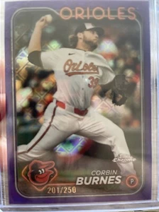 Corbin Burnes #3 Baltimore Orioles 2022 Topps cromo púrpura 201/250 - Imagen 1 de 2