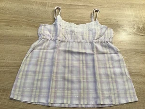 H&M Träger-Top, Flieder Kariert, Gr 134, Spitzeneinsatz, wie NEU - Bild 1 von 6