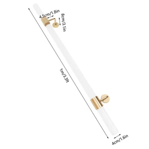 Für Wandhalterung 2xRohr Treppenhandlauf Treppenhandlauf 3,3ft Acryl Edelstahl - Bild 1 von 14