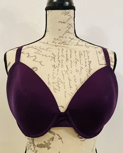 FREDERICKS of HOLLYWOOD Plunge Bra Purple Full Coverage Underwire 38DD - Picture 1 of 10