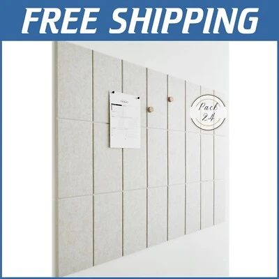 Elegant Ivory Tan Felt Wall Organizer Tiles - 24-Pack Sound-Dampening Panels - Image 1 of 4