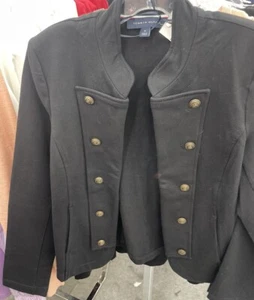 Tommy Hilfiger Open Band Military Jacke Schwarz Größe S/P Petite Neu ohne Etikett - Bild 1 von 2