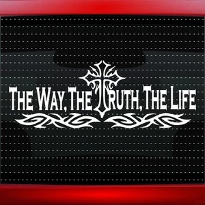 24" The Way Truth Life #1 Cross Christian Car Decal Window Sticker (20 COLORS!) - Imagen 1 de 1