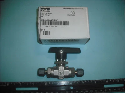 Parker 1/4" bidirecional série B, válvula de esfera de aço inoxidável 4Z-B6LJ-BNLT-SSP  - Imagem 1 de 4